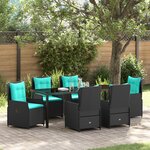 vidaXL Ensemble de Salle à Manger de Jardin 7 Pièces Rattan Poly Noir