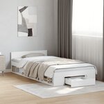 vidaXL Cadre de lit avec tiroir sans matelas blanc 90x190 cm