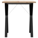 vidaXL Table à manger cadre en Y 70x70x75 5cm bois de pin massif fonte