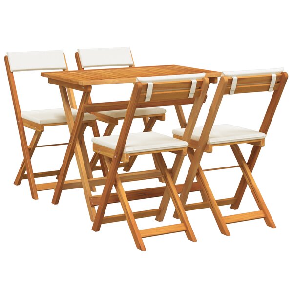vidaXL Set de Bistro Pliable 5 Pièces avec Coussins en Bois d'Acacia
