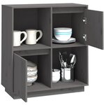 vidaXL Buffet Gris 74x35x80 cm Bois massif de pin