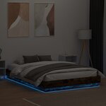 vidaXL Cadre de lit avec LED sans matelas chêne fumé 120x200 cm