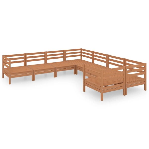 vidaXL Salon de jardin 8 Pièces Bois de pin massif Marron miel