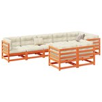vidaXL Salon de jardin 8 Pièces avec coussins marron cire bois pin massif