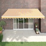 vidaXL Auvent rétractable jaune et blanc 4x3 m tissu et aluminium