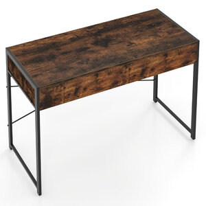 Bureau informatique compact avec 2 tiroirs 111 x 48 x 76 cm rangement ample moderne en bois manufacturé brun rustique 20_0010913