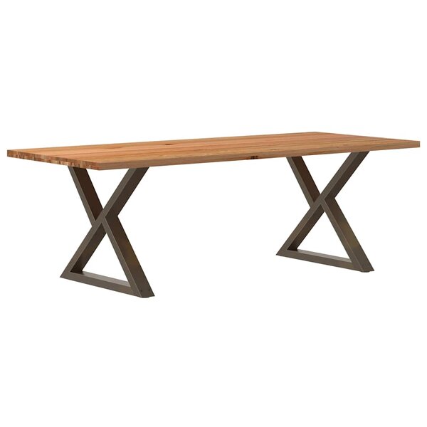 vidaXL Table à manger marron clair bois de chêne massif rectangulaire