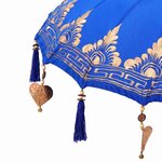 vidaXL Parasol avec Base Bleu et Marron 250 cm Coton et bois