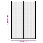 vidaXL Rideaux de porte anti-insectes 2 Pièces et aimants noir 220x130 cm