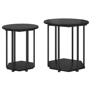 vidaXL Ensemble de tables d'appoint avec étagère 2 Pièces Chêne noir