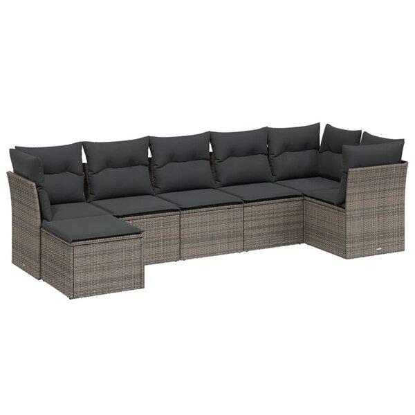 vidaXL Salon de jardin avec coussins 7 Pièces gris clair résine tressée