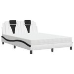 vidaXL Lit Viana avec matelas blanc et noir 140x200 cm similicuir