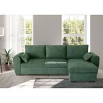 Canapé d'angle convertible réversible MAX - Méridienne avec coffre - Tissu vert foret - 240 x 143 x 85 cm
