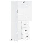 vidaXL Buffet haut Blanc 69 5x34x180 cm Bois d'ingénierie