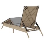vidaXL Chaise longue avec coussin beige résine tressée