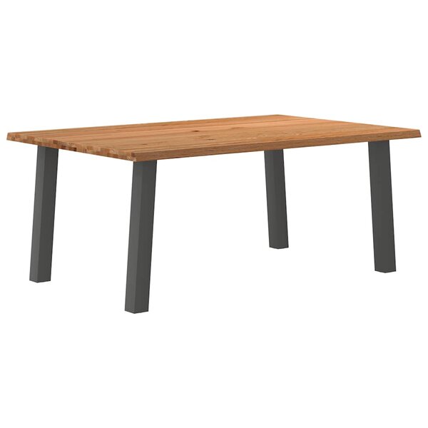 vidaXL Table à manger marron clair bois de chêne massif rectangulaire