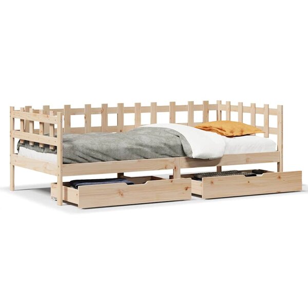 vidaXL Lit de jour avec tiroirs sans matelas 80x200 cm bois massif