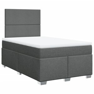 vidaXL Sommier à lattes de lit avec matelas Gris foncé 120x200cm Tissu