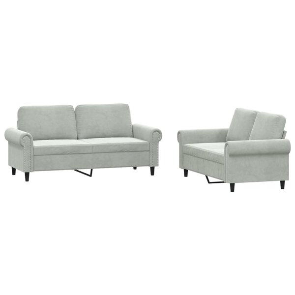 vidaXL Ensemble de canapés 2 Pièces avec coussins Gris clair Velours