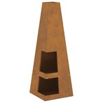 vidaXL Fosse à feu avec rangement pour bûches  35x35x100 cm  en acier vieilli.