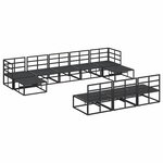 vidaXL Ensemble de canapé de jardin avec coussin 10 Pièces Noir Aluminium