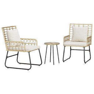 vidaXL Ensemble de salle à manger pour jardin 3 Pièces Marron Noir Crème