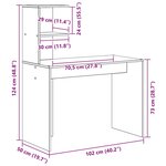 vidaXL Bureau Sonoma gris 102 x 50 x 124 cm Bois d'ingénierie