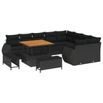 vidaXL Ensemble de canapé de jardin avec coussin 12 Pièces Noir