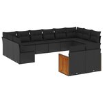 vidaXL Salon de jardin 12 Pièces avec coussins noir résine tressée