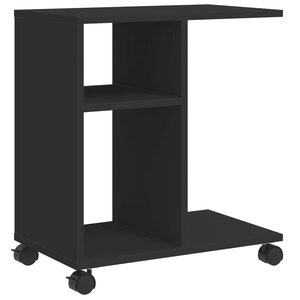 vidaXL Table d'appoint avec roues noir 50x30x55 cm bois d'ingénierie