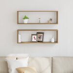 Étagères murales vidaXL en chêne fait main 80x15x26 cm en bois d'ingénierie