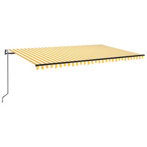 vidaXL Auvent automatique capteur de vent/LED 500x300cm Jaune et blanc