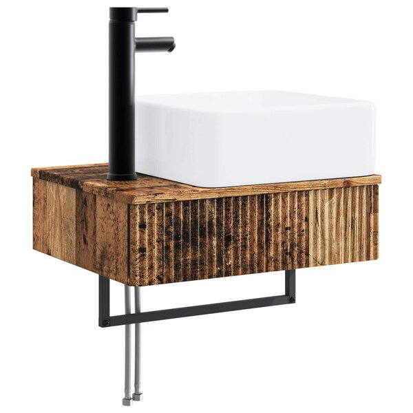 vidaXL Basin de lavage mural Bois ancien 53 x 35 x 39 cm