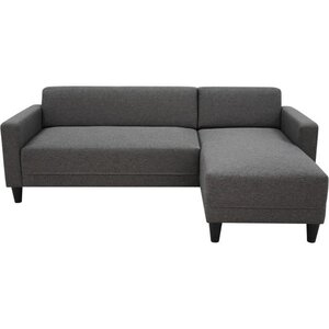 Canapé d'angle fixe 4 places BOB - Tissu anthracite - Réversible - 197 x 117 x 65 cm