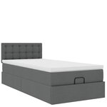 vidaXL Lit ottoman avec matelas et LED gris foncé 90x200 cm tissu