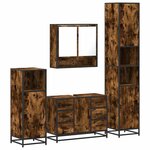 vidaXL Ensemble meubles salle de bain 4 Pièces chêne fumé bois ingénierie