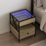 vidaXL Table de chevet avec LED infini chêne sonoma 40x40x51 cm