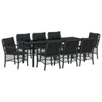 vidaXL Ensemble de salle à manger de jardin 9 pièces avec coussins Noir Poly Rattan