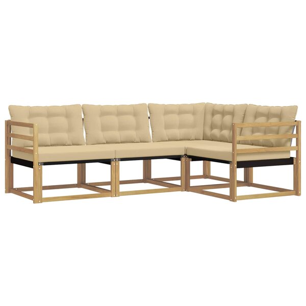 vidaXL Ensemble de canapés d'extérieur 4 pc Blanc et Beige