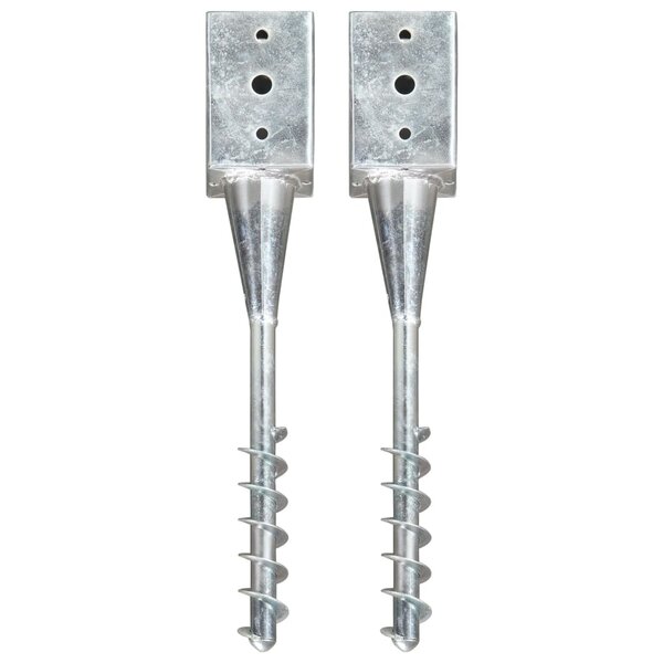 vidaXL Piquets au sol 2 Pièces Argenté 9x9x56 cm Acier galvanisé