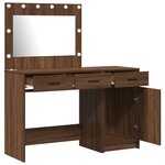 Ensemble de coiffeuse 2 pièces avec LED en bois d'ingénierie chêne noir