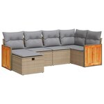 vidaXL Salon de jardin avec coussins 6 Pièces beige résine tressée