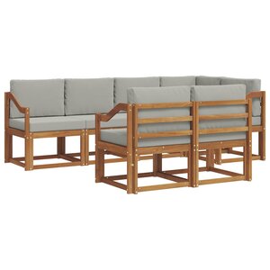 vidaXL Ensemble de canapés d'extérieur 7 Pièces Gris Naturel et Clair