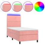 vidaXL Sommier à lattes de lit avec matelas LED Rose 90x190 cm Velours