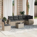 vidaXL Salon de jardin avec coussins 7 Pièces gris clair résine tressée