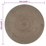 vidaXL Tapis fait à la main Jute Rond 150 cm Gris