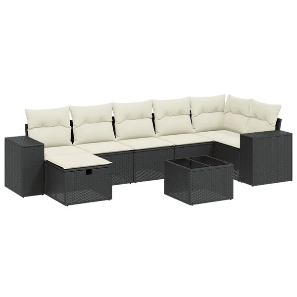 vidaXL Salon de jardin 8 Pièces avec coussins noir résine tressée