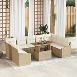 vidaXL Ensemble de salle à manger pour jardin 10 Pièces Beige  Crème