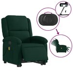 vidaXL Fauteuil inclinable de massage électrique vert foncé velours