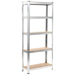 vidaXL Étagère de rangement 5 niveaux Argenté Acier et bois ingénierie